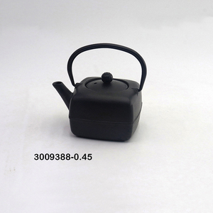 Bouilloire à thé minimaliste rétro en fonte noire avec infuseur, poignée et couvercle, capacité de 450 ml, modèle 3009388-0.45 - Product Image 1
