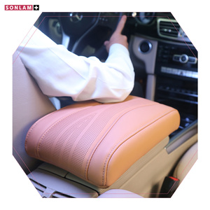 Coussin d'accoudoir de voiture en cuir universel doux confortable imperméable accessoires d'intérieur de voiture de luxe couleur peau de vache claire - Product Image 4