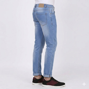 Custom Slim Fit Medium Wash <b>Stretch</b> Denim Pants for <b>Men</b> Eco-Friendly Soft Breathable Casual Summer Autumn Spring Low MOQ - Product Image 3