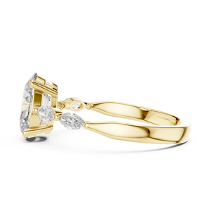 Anillo de Compromiso de Moissanita con Corte Ovalado, Oro Amarillo, Plata de Ley 925, Anillo de Novia con Piedra Lateral Marquise para Mujer - Product Image 3