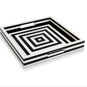 Plateau rectangulaire en résine fait main, durable et classique, avec incrustations, sensation de luxe pour tables basses de salon modernes, élégant pour le service à la salle à manger - Product Image 6