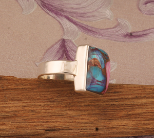 Trendy Bohemian Statement Copper <b>Turquoise</b> <b>Ring</b> Unique Artisan Design Spiny Oyster Accessories Premium Quality Designer <b>Ring</b> - Product Image 5