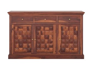 Wholesale Solid Wood <b>Sideboard</b> 3D Geometric Carved 3 Door Buffet Cabinet Dining Room Credenza | Pindel Handicraft - Product Image 4