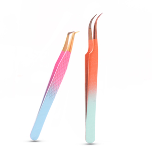 Pinzas para Pestañas de Doble Color Semi Curvadas Personalizadas para Mujer, Pinzas de Precisión Antimagnéticas de Acero Sostenible con Agarre Suave - Product Image 4
