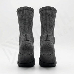 Crew <b>Socks</b> Solid Black Knitted Breathable Polyester Spandex <b>Running</b> Athletic Summer Adult Standard Thickness - Product Image 2