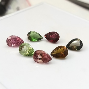 Ensemble de 7 pierres précieuses de tourmaline naturelle du Zambie calibrées, multicolores pastel, taille poire, 7x10 mm, 15,0 carats au total - Product Image 2