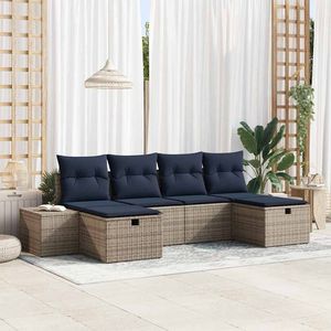 Set Divano da Giardino in Polyrattan 6 Pezzi con Cuscini, Arredamento da Esterno Stile Contemporaneo, Sedute da Giardino - Product Image 1