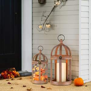 Wooden <b>Lanterns</b> Decorative <b>Candle</b> Holder Set of 2 for Home Living Room Garden Patio and Indoor <b>Outdoor</b> Decor - Product Image 6