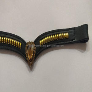 Banda de ceja de caballo de cuero de alta calidad, diseño de canal vacío con cubierta y cristales decorativos, diamantes de imitación, banda de CEJA ostentosa - Product Image 3