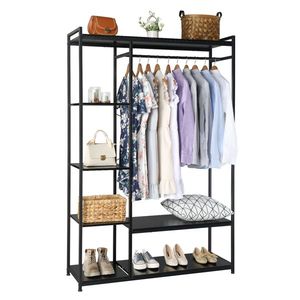 Heavy Metal Stand-Alone Wardrobe Organizer with Suspender Hanger and Multiple Storage Racks <b>Portable</b> <b>Bed</b> Wardrobe - Product Image 5