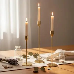Lujoso elegante estilo clásico oro Metal hierro alambre marco placa Base vidrio vela soporte hogar Oficina Mesa decoración vela de Metal - Product Image 4
