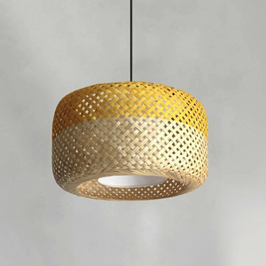 Round bamboo pendant lampshade in various colors, decorative lampshades for restaurants and hotels. - Product Image 3
