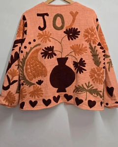 Handmade TNT Cotton Suzani Short Jacket | Boho <b>Spring</b> Coat | Embroidered <b>Cardigan</b> | Ethnic Statement Piece - Product Image 2