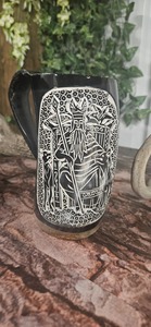 Chope en corne de buffle véritable Viking, motif animalier et ange, faite à la main, écologique, décoration d'intérieur, pour bière, taille personnalisable, haute qualité - Product Image 2