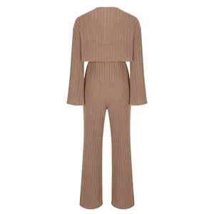 Ensemble de survêtement d'hiver pour femmes en polaire épaisse unie, 2 pièces, avec capuche, longueur genou - Product Image 4