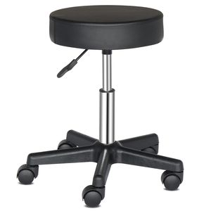 Sgabello da Bar Rotondo con Base ad Arco in Plastica Nera e Seduta Girevole per Ufficio - Product Image 5