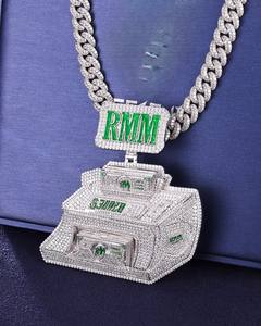 Collar con Colgante de Diamantes Moissanite VVS Sólidos en 3D, con Letras, de Plata de Ley 925, Estilo Hip Hop, de Lujo y Personalizado - Product Image 6