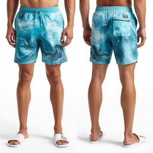 Shorts de Baño Premium para Hombre de Secado Rápido Aqua Motion con Estampado Digital Artístico Inspirado en el Agua y Ligeros para la Playa - Product Image 3