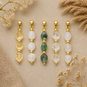 Raw Peridot Three Stone Beaded Link Pendant Gold Plated Natural Gemstone Connector Charm Jewelry Making Supply DIY Necklace Gift - Product Image 6