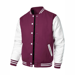 Custom Logo High Quality <b>Brushed</b> Fleece Jacket Team Uniform College Wholesale Blank Plain Varsity Jacket Baseball Jacket for Men - Product Image 2