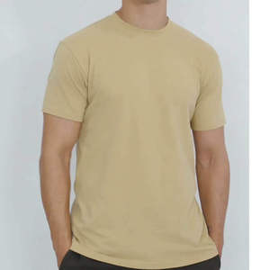 เสื้อยืดคอกลมแขนสั้นทรงเข้ารูปสำหรับผู้ชาย สีพื้น ผ้าฝ้ายเจอร์ซีย์ สวมใส่สบาย ระบายอากาศได้ดี ความยาวปกติ สีเบจ - Product Image 6