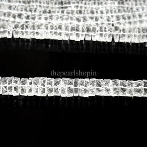 Cuentas facetadas de cuarzo cristalino natural de 6 a 7 mm, cuentas de cuarzo transparente en forma de neumático para la fabricación de joyería, cuentas de cristal. - Product Image 2