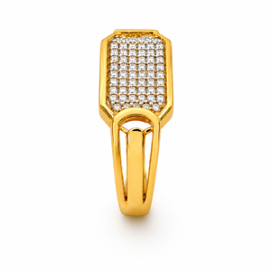 18ct Yellow Gold Diamond Cluster <b>Ring</b> for <b>Men</b> Luxury Geometric Statement Band Polished Finish Wedding Party Daily Wear Gift Jewe - Product Image 3
