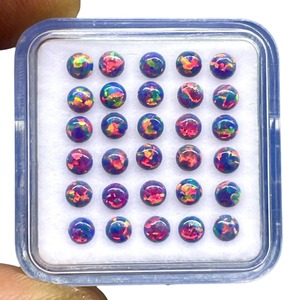 Opale noire naturelle d'Australie, cabochon rond de 3 mm, pierre précieuse créée en laboratoire, pierre en vrac, prix de gros pour la fabrication de bijoux - Product Image 1