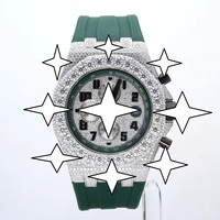 Automatische Luxus-Sportuhr aus Edelstahl mit Chronograph, Kristallglas, Mechanischem Uhrwerk, Vollständig mit Moissanit Besetztem 20mm Armband, Hip-Hop-Stil