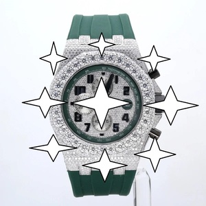 <b>Automatic</b> Luxury Sport Stainless Steel <b>Chronograph</b> Watch Crystal Mechanical Movement Fully Moissanite Bracelet Hip Hop Style - Product Image 1