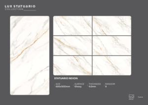 กระเบื้องพอร์ซเลนเคลือบเงา ดีไซน์หรู ขนาด 600x1200 มม. กระเบื้องแผ่นใหญ่คุณภาพพรีเมียม สำหรับโครงการตกแต่งภายในที่อยู่อาศัยและเชิงพาณิชย์ - Product Image 5