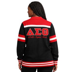 Cardigan in Lana Nero Delta Sigma Theta per Donne, Vestibilità Comoda, Tessuto Premium, Abbigliamento Casual per Confraternite Greche - Product Image 2