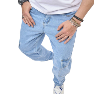 Men's Mid Waist Stonewashed Straight Leg Denim Jeans Regular Fit Cotton Casual Eco-Friendly Breathable Streetwear Spring High - Product Image 4