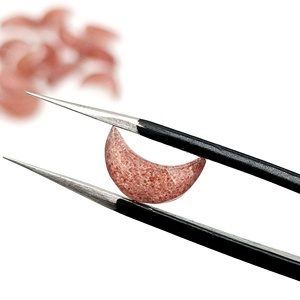 Cuentas de cuarzo fresa facetadas en forma de media luna para la elaboración de joyas, 12 mm, sueltas, talladas a mano, briolette de cuarzo rosa - Product Image 2