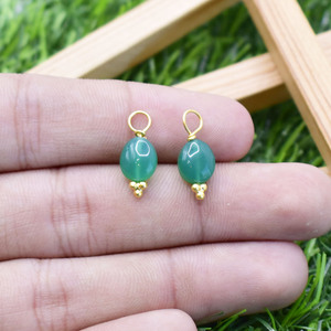 Green Onyx Tumble Pendant Smooth 8 to 10mm Gemstone <b>Charm</b> Dainty Necklace Earring Jewelry Supply - Product Image 2