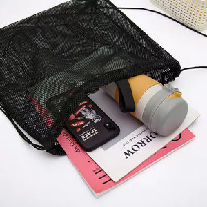 Sac de rangement pliable robuste en maille avec cordon de serrage, motif lettres, pour la plage, les vêtements, les voyages et la natation (vente en gros) - Product Image 2