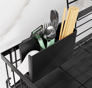 OEM/ODM Vietnam White Iron <b>Dish</b> <b>Rack</b> with Cutlery Holder Removable Water Tray Kitchen Organizer Shelf - Product Image 4