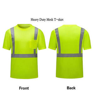 Camiseta de Seguridad Reflectante de Alta Visibilidad para Hombre, de Poliéster Antiarrugas, Amarilla con Base y Rayas Negras, Ropa de Trabajo - Product Image 3