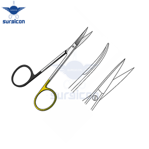 กรรไกรผ่าตัดไอริส 9 ซม. / 3-1/2 นิ้ว ใบมีดคม แบน โค้ง ใบมีดเดี่ยว หยัก ซุปเปอร์คัท TC สีทอง - Product Image 2