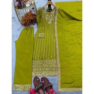 Designer Women's Party Wear Suit Set with <b>Rivet</b> Moti Work Elegant Evening Garment - Product Image 2