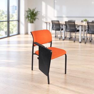Chaise de bureau multifonctionnelle KINSHA en tissu orange, structure métallique, accoudoirs fixes, empilable, design moderne, pour la maison, le bureau, l'école - Product Image 1