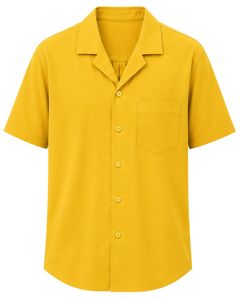 Manufacturer Yellow Cuban Collar Men <b>Shirt</b> Casual <b>Half</b> Sleeve Summer Oversized Streetwear Fashion Beach <b>Button</b> Up Top Wear - Product Image 1