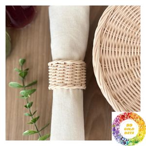 Anneau de serviette en rotin naturel tressé pour Noël, mariages, dîners, fêtes, décoration de table et tables festives pour invités - Product Image 6