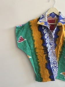 Handmade Reversible <b>Quilted</b> Kantha Short <b>Jacket</b> Assorted Women's Boho Vintage Coat - Product Image 4