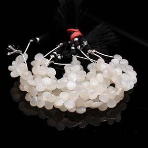 Natural White Moonstone Hand Carved <b>Shell</b> Gemstone Beads Side Drilled 9-10MM Moonstone Loose Beads For Jewelry Making Necklace - Product Image 5