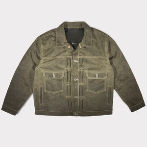 Chaqueta de Hombre de Lona Vaquera Gruesa Personalizada, Abrigo de Invierno con Lavado Vintage y Cuello Redondo, Forro de Algodón - Product Image 1