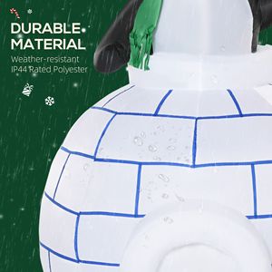Decorazione Natalizia Gonfiabile da Esterno a Forma di Pinguino di 1,5 m con Luci LED, Igloo Rotante Colorato e Sciarpa, Decorazioni per Giardino Festive - Product Image 5
