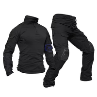 Ensemble uniforme tactique unisexe bleu foncé, chemise à manches longues et pantalon avec genouillères, séchage rapide, respirant, vêtements tactiques