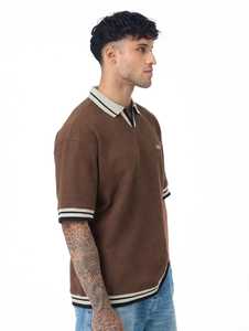 Polo de Manga Corta para Hombre, Color Marrón, Tejido 100% Algodón, con Cuello y Puños en Contraste, Uniforme Casual para Escuela Secundaria - Product Image 2