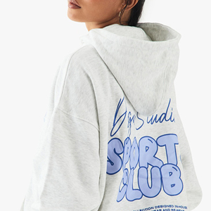 Conjunto de Sudadera con Capucha y Pantalones Cortos Personalizados DTF para Mujer, Poliéster y Algodón, Ropa Casual Urbana, Estampado Personalizado OEM, Conjunto de Dos Piezas - Product Image 3